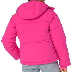 Veste matelassée à capuche pour femme, manteau d'hiver isolé, vêtement d'extérieur chaud et rembourré, élégante veste rose bonbon avec fermeture à boutons-pression - Product Image 6