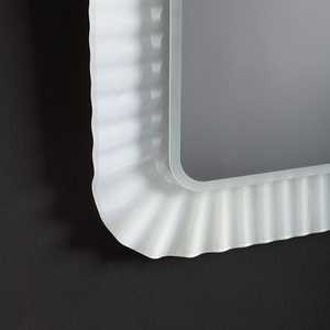 <b>LED</b> <b>Mirror</b> with Wavy White Fused Glass Frame 94x68 <b>Mirror</b> with <b>LED</b> <b>Lighting</b> - Product Image 4