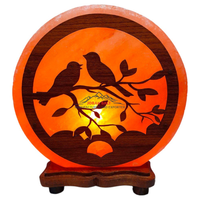 Lampe de sel de l'Himalaya écologique de marque JOBAK, sculptée au laser 3D, style Feng Shui, base en bois, certifiée ISO, vente en gros directe