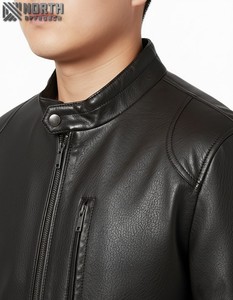 Veste en cuir mince de haute qualité pour hommes avec décoration brodée vente en gros veste de moto Racer Bomber veste personnalisée - Product Image 4