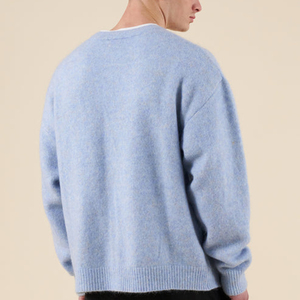 Pull en maille de haute qualité personnalisé OEM/ODM avec logo, pour hommes et femmes, 100% coton, cardigan d'hiver à col en V, tricot - Product Image 6