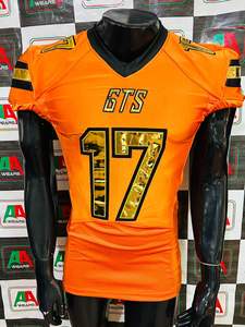 Maillot de football américain avec photo réelle, respirant, grande taille, broderie extensible, sergé, sublimation intégrée, court d'automne - Product Image 2