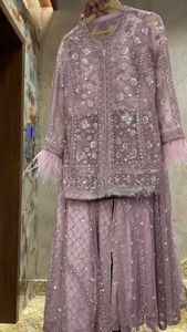 Conjunto Sharara de Red con Diseño de Mariposas, Estilo Indio-Pakistaní, Hermoso y Elegante, Traje Étnico para Fiestas y Bodas, para Mujer - Product Image 6