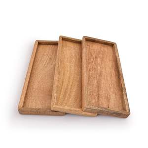 Ensemble de 3 plateaux de service en bois de collection unique, style moderne, peints à la main, non toxiques - Product Image 3
