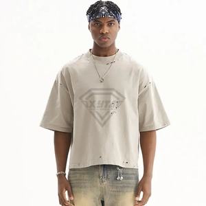 OEM ODM Streetwear personnalisé goutte épaule lourde en détresse coupe ample t-shirt hommes à manches courtes délavé à l'acide 100% coton t-shirt pour hommes - Product Image 1
