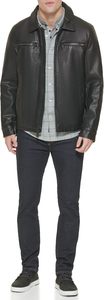Chaqueta Clásica de Lona Negra y Cuero para Hombre con Diseño Acolchado, Cuello Alto, Cuero Genuino Grueso y Elegante, y Cierre de Cremallera - Product Image 2