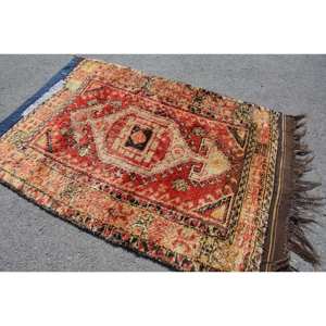 พรมขนแกะสีเบจสีแดงแบบดั้งเดิมดั้งเดิม4.3x6.2ฟุตแนววินเทจแบบเย็บปะต่อตุรกีดีไซน์เรียบลาเท็กซ์สำหรับวัยรุ่นห้องนั่งเล่นของตกแต่ง - Product Image 2