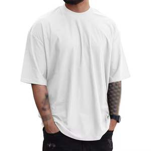 Camiseta de Manga Corta para Hombre, Estilo Urbano, Holgada, Transpirable, de Poliéster/Algodón, con Hombros Caídos, Personalizable con Logotipo - Product Image 1
