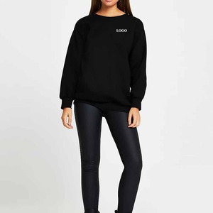 Sudadera de cuello redondo de gran tamaño para mujer al por mayor de alta calidad, sudaderas de Color sólido con hombros caídos, sudaderas transpirables 2026 - Product Image 1