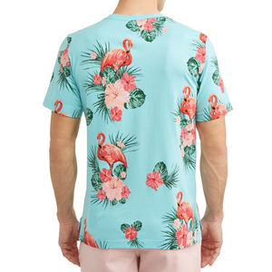 Camiseta de Manga Corta para Hombre, 100% Algodón, con Estampado de Flamencos y Flores, Precio al por Mayor, Personalizable, Superventas - Product Image 3