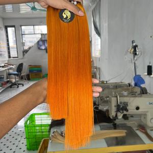 Orange color bone straight super double 100% Brazilian hair raw vietnam cuticle hair Virgin hair 10A grade - Product Image 1