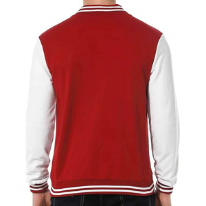 เสื้อแจ็คเก็ตวาร์ซิตี้สีแดงขาวสำหรับผู้ชาย ทรงปกติ สีพื้น ปิดด้วยกระดุม ปกเสื้อพับได้ สวมใส่สบายๆ ในฤดูใบไม้ร่วง - Product Image 5
