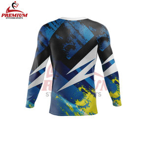 T-shirt vierge de compression à manches longues hauts d'entraînement de gymnastique athlétique t-shirt de couche de base de course de fitness de qualité - Product Image 2