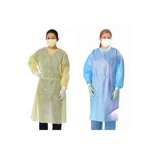 Batas desechables azules SMS con puños elásticos fabricadas en Pakistán con opciones completas OEM ODM y MOQ para instituciones médicas - Product Image 1