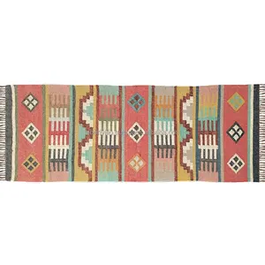 Handmade Loomed Woven Cotton Kilim Rug Runners Washable Carpets for Living Room Prayer Home Decoration from Indian Supplier