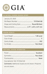 B2B D'VINS JEWELS GIA Certifié 1.00 CT Loose White Diamond Natural round F Color FL FLOW Purity EX Cut Polished - Product Image 3