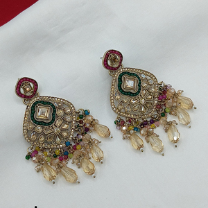 ต่างหูห้อยชุบทองทันสมัยพร้อมหินคริสตัลประกายและลูกปัดเหมาะสำหรับผู้หญิงและเด็กผู้หญิง - Product Image 4