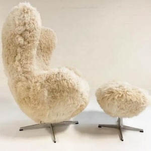 Sillón de piel de oveja tufted estilo vintage para sala de estar, hecho a mano, modelo Forsyth, silla huevo y otomana a medida para uso hotelero, precio de fábrica - Product Image 5