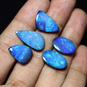 5 pièces Australian Opal Doublet Cabochon Multi Fire Natural Opal Doublet pour la fabrication de bijoux pierres précieuses en vrac - Product Image 1