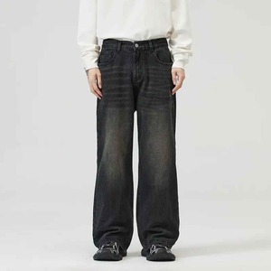 Vaqueros de Algodón Holgados de Estilo Vintage Gótico para Hombre, Corte Regular, Color Sólido, Cómodos, Ropa de Calle, Moda Casual, Tendencia - Product Image 4