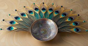 Hermoso diseño de pavo real dorado, frutero seco decorativo de latón, 9 \ ", utensilios de cocina de trabajo tallados, regalo de Rampuri-Bowl - Product Image 3