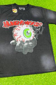 T-shirt personnalisé en coton de l'industrie de la tanaisie avec impression DTF à manches courtes et col rond logo délavé avec étiquette personnalisée pour le cou - Product Image 5