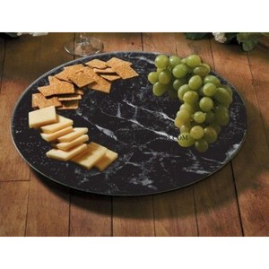 Plateau décoratif pour aliments et fromages en marbre vert foncé avec poignées en forme de serpent Plateau pour aliments design pour maison et hôtel - Product Image 2