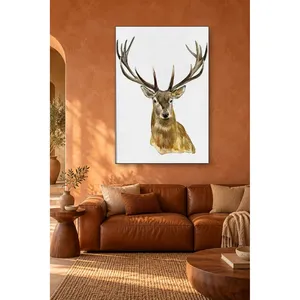 Impression sur toile de tête de cerf en aquarelle sur fond blanc de Fida - Product Image 4