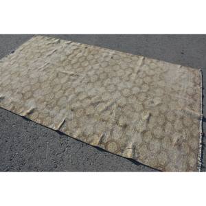 Tapis en laine turque vintage Beige moderne 4 'x 8.6' tissage plat Patchwork motif Latex soutenu tapis de salon pour les décorations pour la maison - Product Image 2