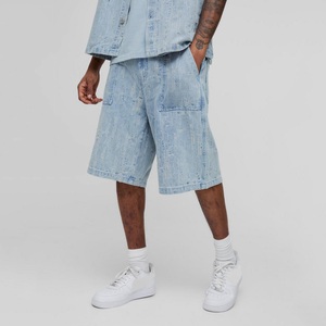 Pantalones Cortos de Mezclilla para Hombre, 100% Algodón, Transpirables, Tejidos, Lavados, con Bolsillos Cargo, Cintura Media, Estilo Casual Urbano, para Verano - Product Image 5