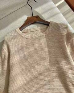 Men's Casual Winter Sweater Long Sleeve <b>Plain</b> Cashmere Embroidered Knitted <b>Jumper</b> 100% Cotton Top with Front Logo - Product Image 6