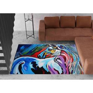Alfombra Abstracta con Diseño de Caballo: Alfombra Decorativa con Animales Coloridos, Fácil de Limpiar, Alfombra Suave No Tejida - Product Image 5