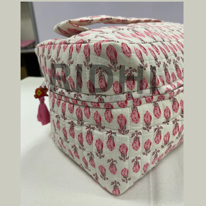 Eco-Friendly <b>Blush</b> for Quilted Cotton Canvas for <b>Bag</b> Front Handle Zipper Reusable Custom Logo Printed Daily Shopping Large - Product Image 3