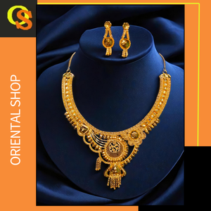 Latest Arrival Necklace Earrings <b>Set</b> with 22K Gold Plated Premium Designed <b>Women</b> Wear Necklace Earrings <b>Set</b> <b>Jewelry</b> - Product Image 2