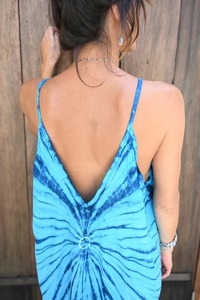 ชุดเดรสแมกซี่มัดย้อมสีสดใสชุดเดรสผ้าฝ้าย100% เป็นมิตรกับสิ่งแวดล้อมและซักได้สำหรับเที่ยวทะเลในช่วงเทศกาลฤดูร้อน - Product Image 4