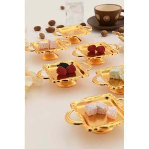 Juego de 6 Soportes para Delicias Turcas con Base Cuadrada y Asa, Modelo Mini de Mucit Home, Color Dorado - Product Image 1