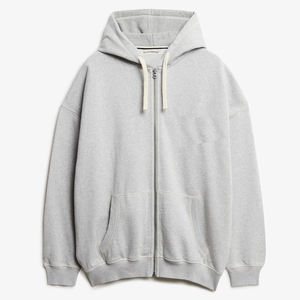 Sweat à capuche oversize zippé en tricot d'hiver pour femme, respirant, avec logo frontal, 100% coton, streetwear - Product Image 1