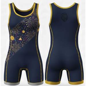 Singlet de Lucha Libre Personalizado al por Mayor, Sublimado, Transpirable, sin Tirantes, de Poliéster y Elastano para Hombre - Product Image 1