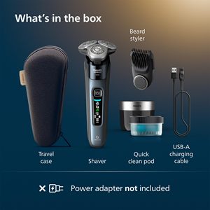 Mini rasoir électrique bleu étanche IPX7 pour usage humide et sec, avec lames doubles de précision, rasoir rotatif, interface en allemand - Product Image 4