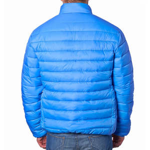 Veste matelassée pour homme avec fermeture éclair intégrale, col montant, capuche, couleur unie, simple, sans motif, pour homme - Product Image 3