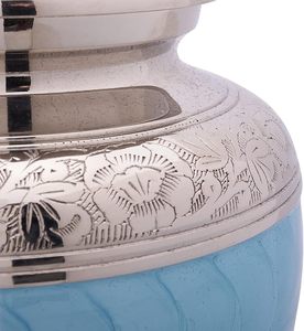 Urnes en métal modernes artisanales blanches pour les cendres humaines et les cercueils pour animaux de compagnie, forme ovale, durables et écologiques, marque Orrizen - Product Image 4