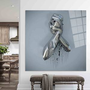 Elegante Impresión en Lienzo de Manos Metálicas Personalizadas: Arte Moderno para Pared, Arte en Vidrio Templado - Product Image 1