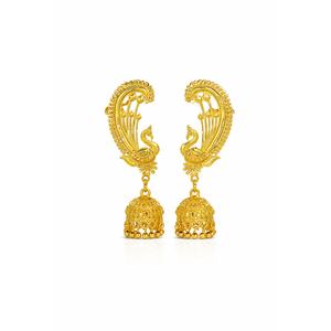 Pendientes de Oreja Completos con Diseño de Pavo Real Chapados en Oro Antiguo, Pendientes Étnicos Jhumka para Novia India, Joyería de Templo, Pendientes de Boda para Mujer - Product Image 1