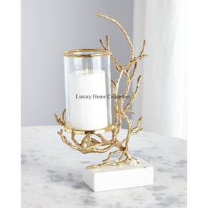 Nouveau métal laiton cadre Art créatif bougeoir couleur or brillant avec verre support votif à la main vaisselle de table fournitures - Product Image 2