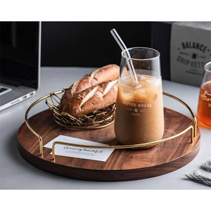 Precio razonable Bandeja de madera Bandeja para servir comida rústica Juego de madera de mango hecho a mano de 2 bandejas de cama para fiestas con alta calidad - Product Image 5