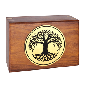 Caja de urna de cremación de palisandro Árbol DE LA VIDA Cenizas para adultos Recuerdos conmemorativos de madera de mango para cenizas para adultos con grabado de árbol de la vida - Product Image 2