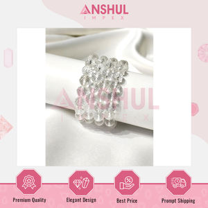 Top Quality Handcrafted Stretchable Smooth and Polished Meditation and Aromatherapy Use Clear Quartz Faceted <b>Beads</b> <b>Bracelets</b> - Product Image 4