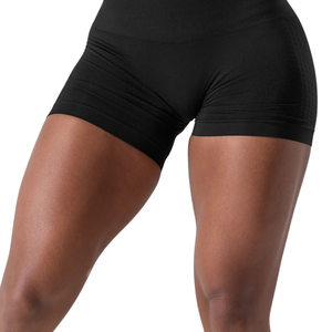Shorts Deportivos Negros sin Costuras para Mujer, de Cintura Alta, Elásticos, Control de Abdomen, para Entrenamiento, Fitness y Ejercicio - Product Image 6