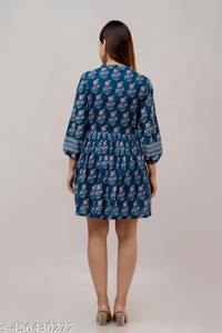 Vestido maxi de estilo bohemio con estampado de bloque de mano indio para mujer, vestido de verano de algodón informal con tela de cintura Natural de estilo dulce - Product Image 2