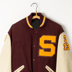 Stylish Leather Lettermen Jacket Men Custom Logo Stand Collar <b>Button</b> Front Reversible & Breathable Warm Winter Casual - Product Image 3